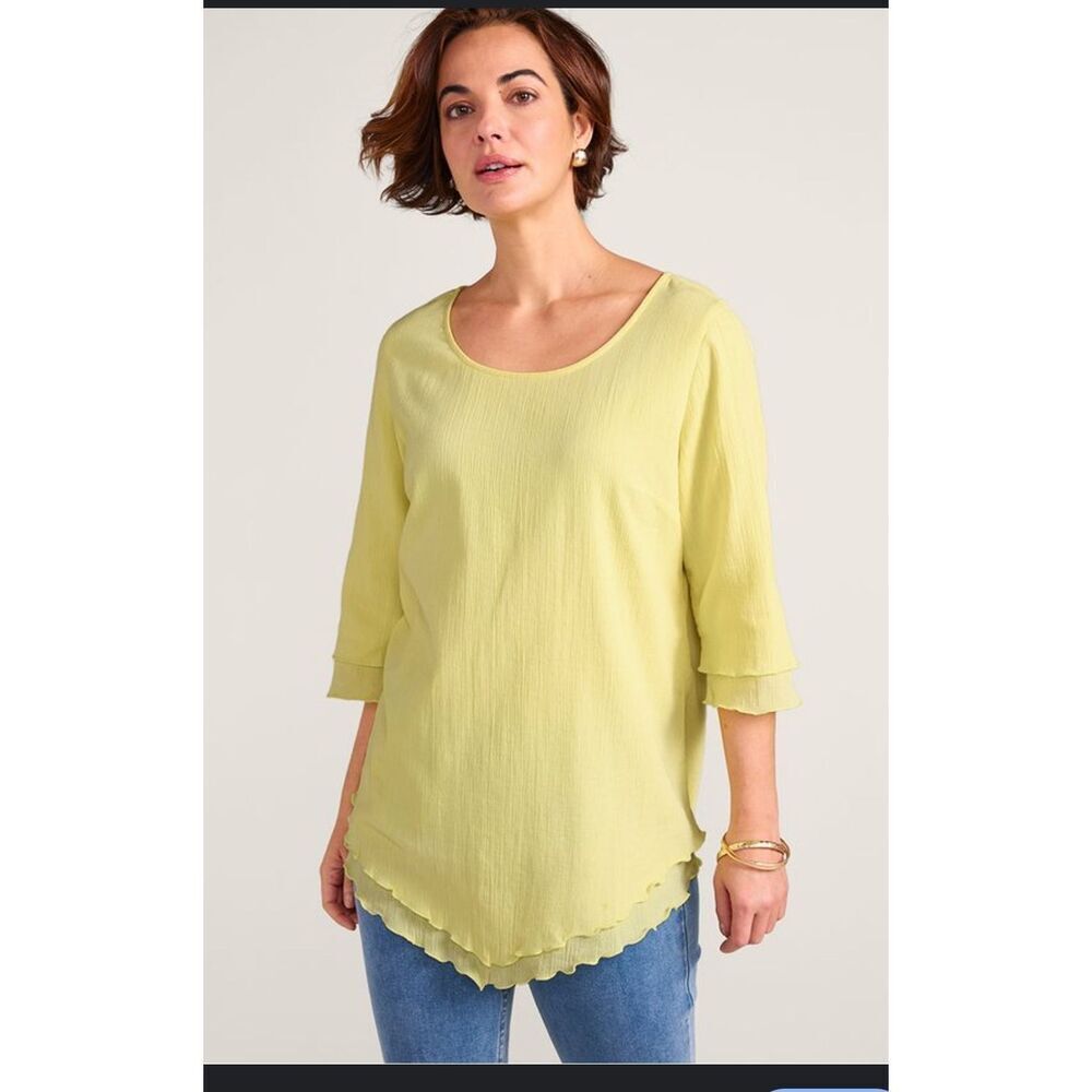 Soft Surroundings Women's Yellow iris‎  Medium Siesta Key Tunic Top Blouse nwt